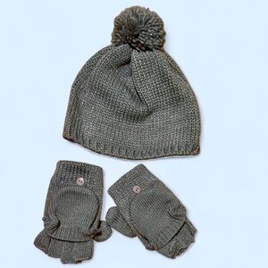 Talbots Kids Blue Knit Hat & Fingerless Mittens